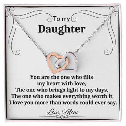To My Daughter - Interlocking Hearts Necklace