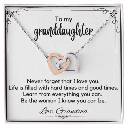 To My Granddaughter From Grandma - Interlocking Hearts Necklace