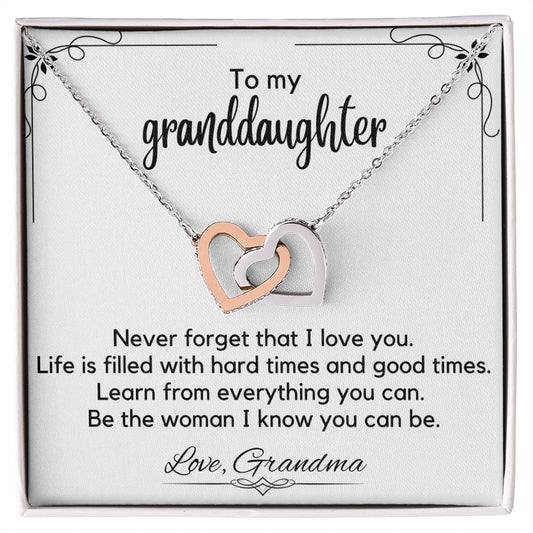 To My Granddaughter From Grandma - Interlocking Hearts Necklace