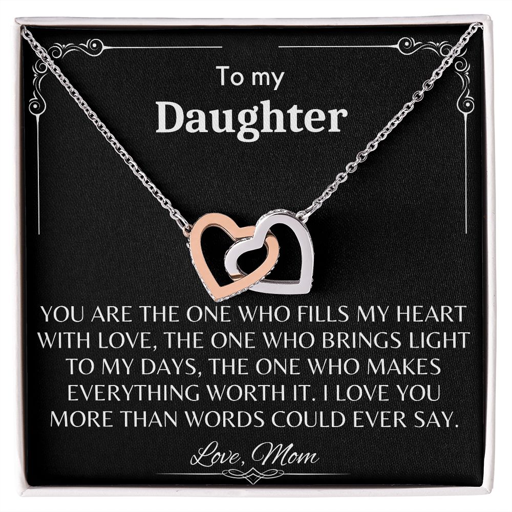 To My Daughter - Interlocking Hearts Necklace