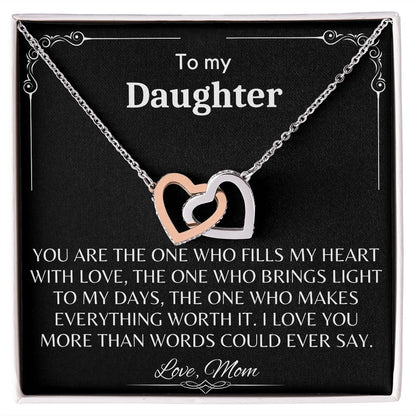 To My Daughter - Interlocking Hearts Necklace