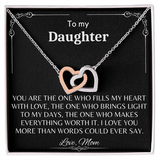 To My Daughter - Interlocking Hearts Necklace