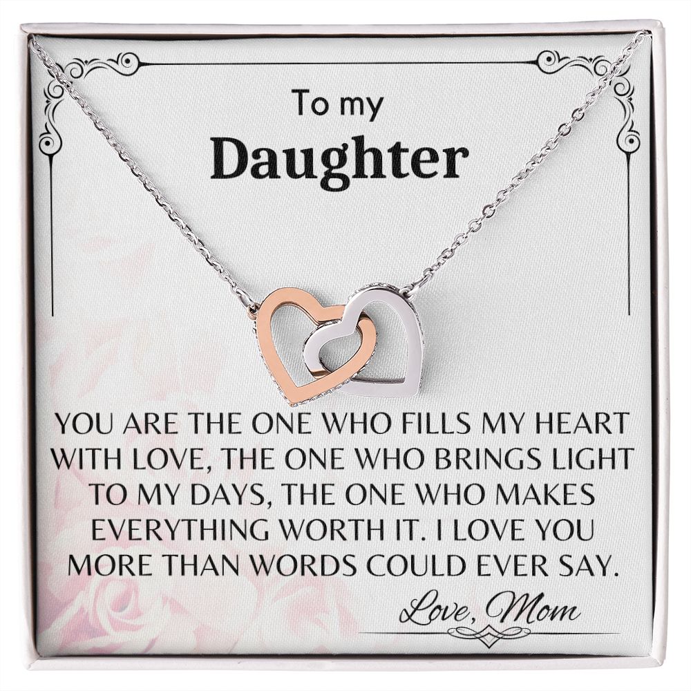 To My Daughter - Interlocking Hearts Necklace