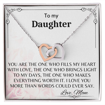 To My Daughter - Interlocking Hearts Necklace
