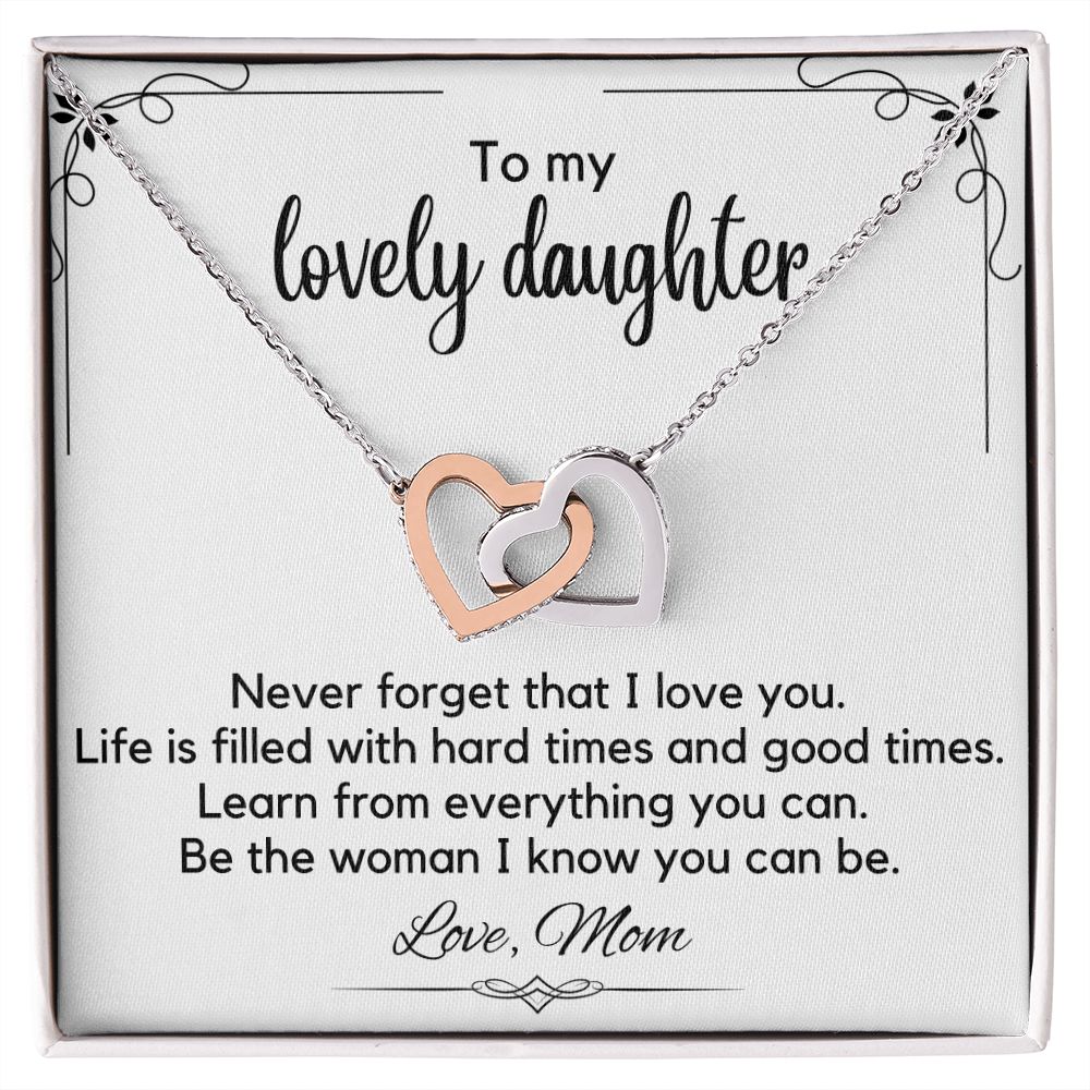 To My Lovely Daughter - Interlocking Hearts Necklace