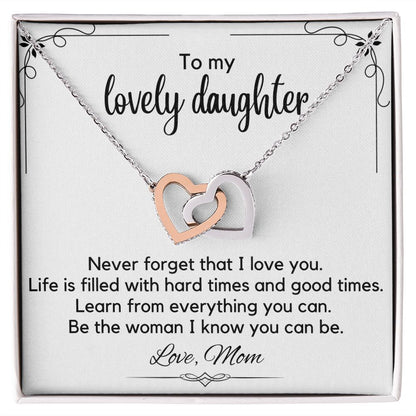 To My Lovely Daughter - Interlocking Hearts Necklace