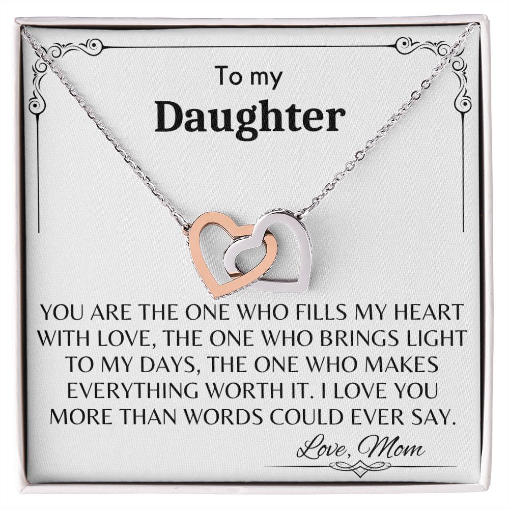 To My Daughter - Interlocking Hearts Necklace