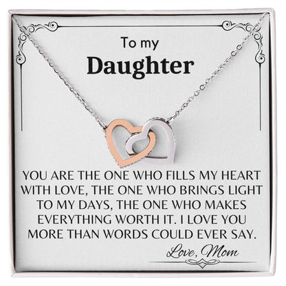 To My Daughter - Interlocking Hearts Necklace