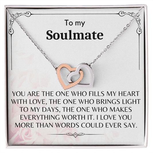 To My Soulmate - Interlocking Hearts Necklace