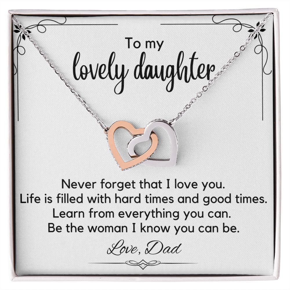 To My Lovely Daughter From Dad - Interlocking Hearts Necklace