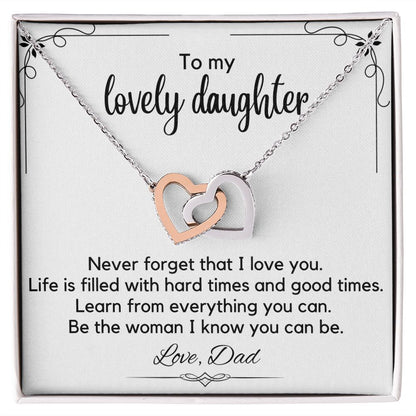 To My Lovely Daughter From Dad - Interlocking Hearts Necklace