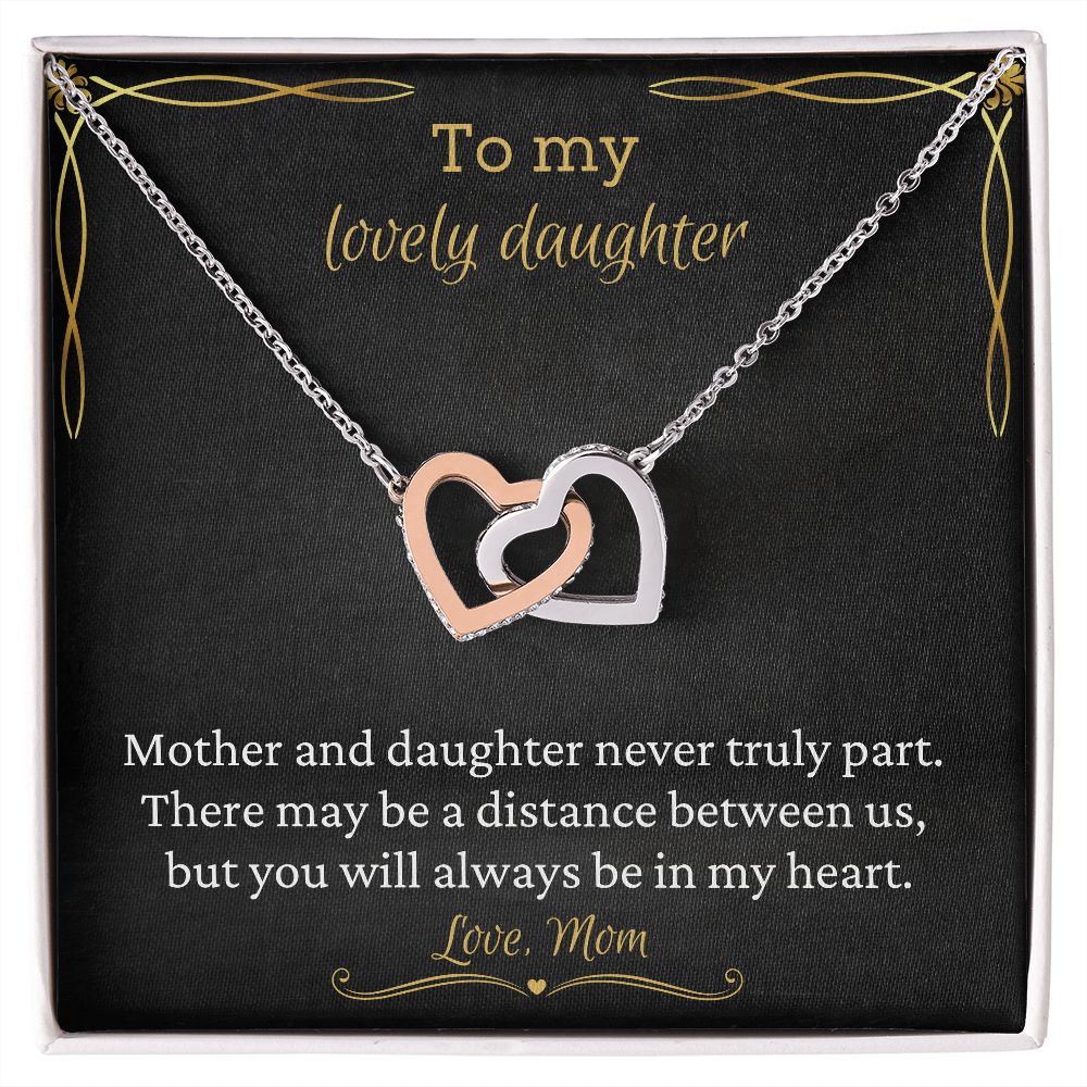 To My Lovely Daughter - Interlocking Heart Necklace