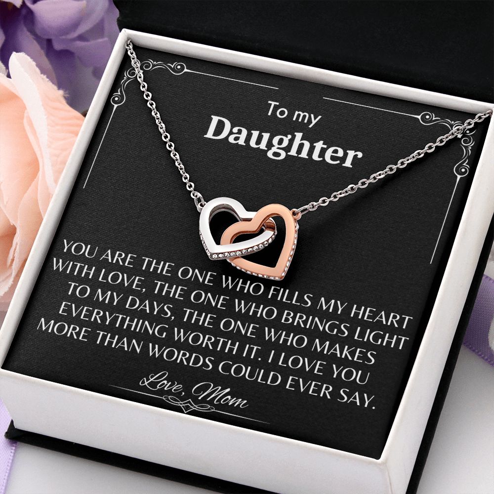 To My Daughter - Interlocking Hearts Necklace