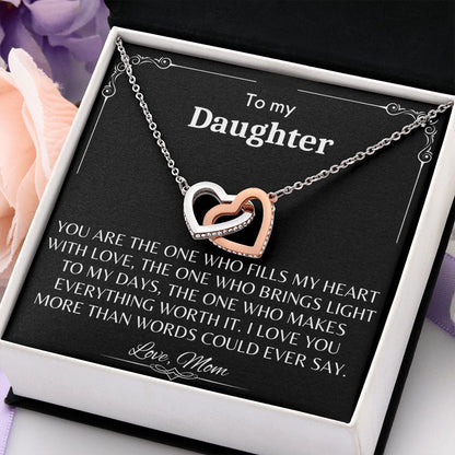To My Daughter - Interlocking Hearts Necklace