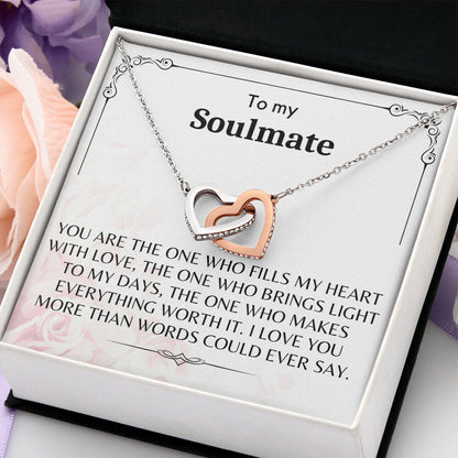 To My Soulmate - Interlocking Hearts Necklace