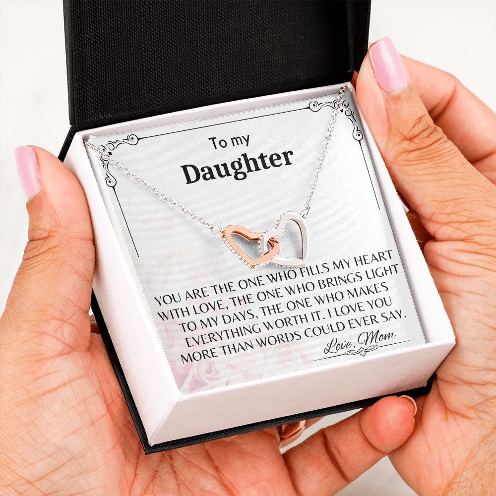 To My Daughter - Interlocking Hearts Necklace