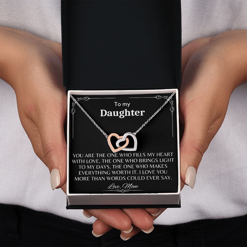 To My Daughter - Interlocking Hearts Necklace
