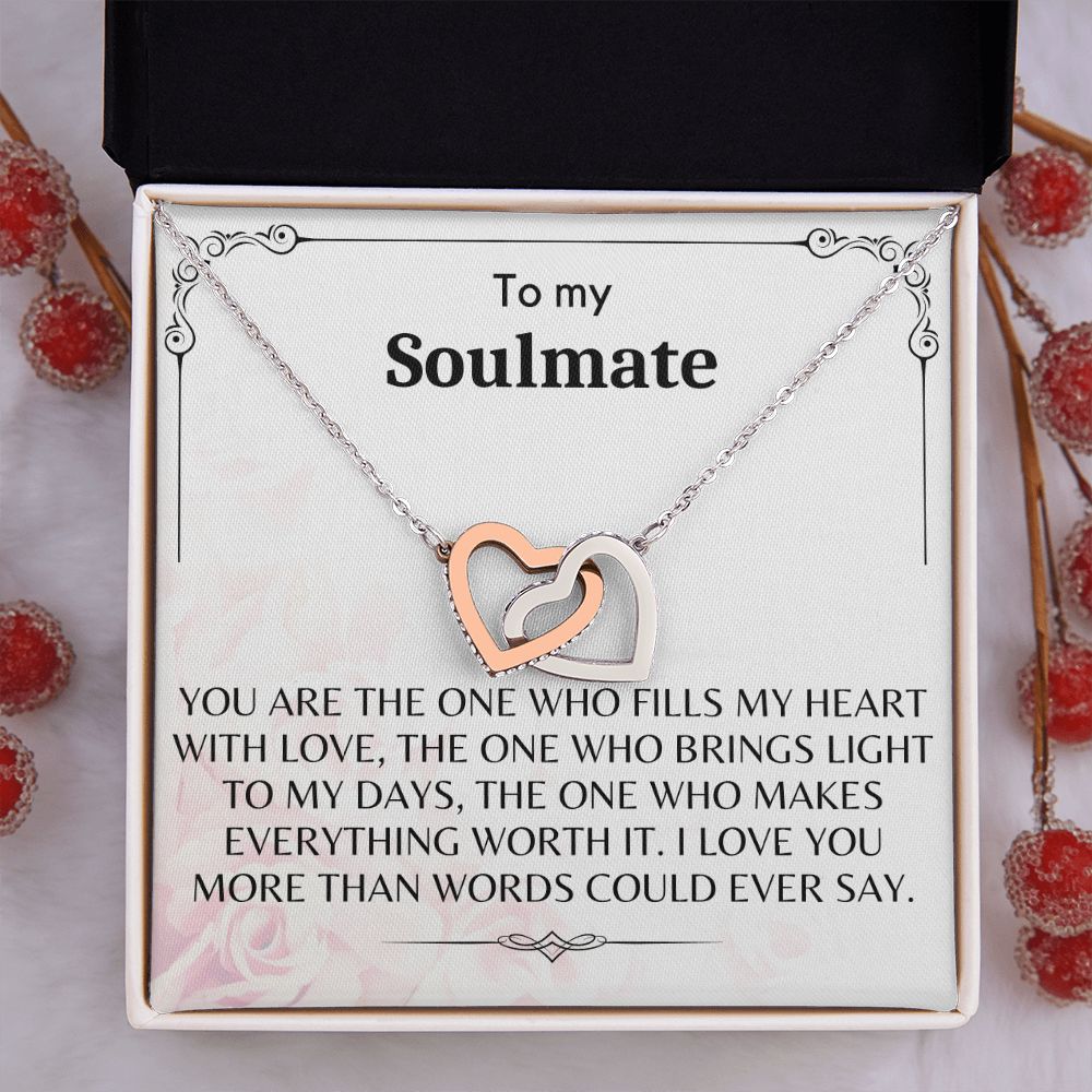 To My Soulmate - Interlocking Hearts Necklace
