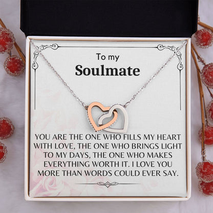 To My Soulmate - Interlocking Hearts Necklace