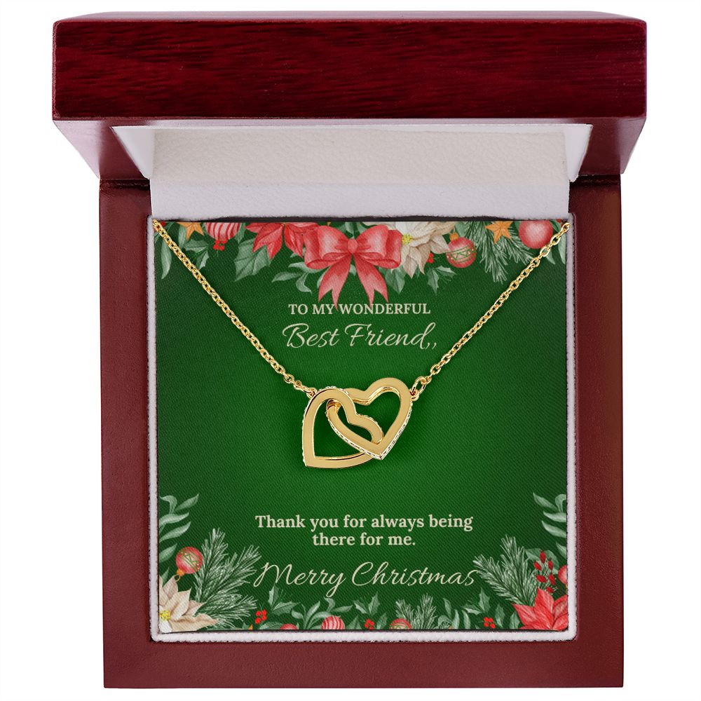 To My Wonderful Best Friend - Christmas Interlocking Hearts Necklace (Green)
