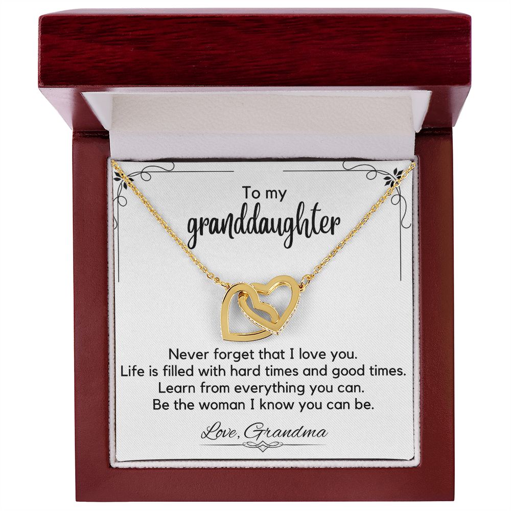 To My Granddaughter From Grandma - Interlocking Hearts Necklace