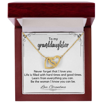 To My Granddaughter From Grandma - Interlocking Hearts Necklace