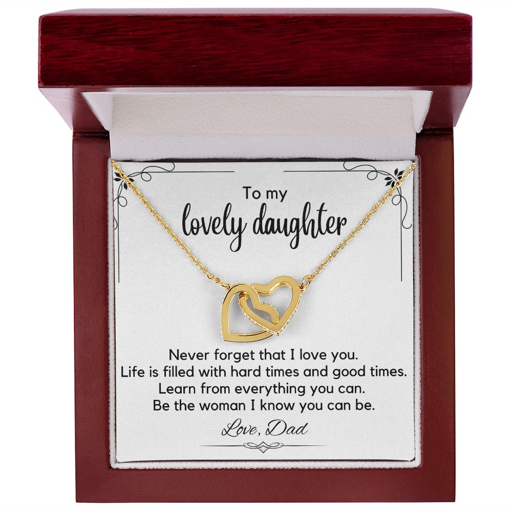 To My Lovely Daughter From Dad - Interlocking Hearts Necklace