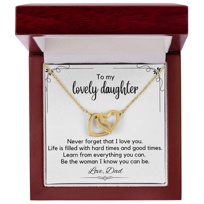 To My Lovely Daughter From Dad - Interlocking Hearts Necklace
