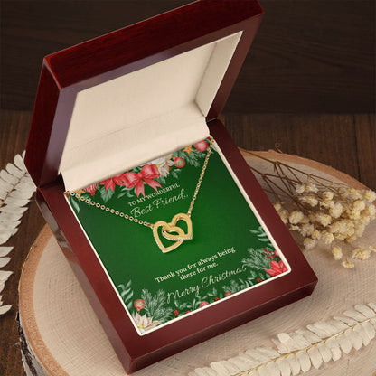 To My Wonderful Best Friend - Christmas Interlocking Hearts Necklace (Green)