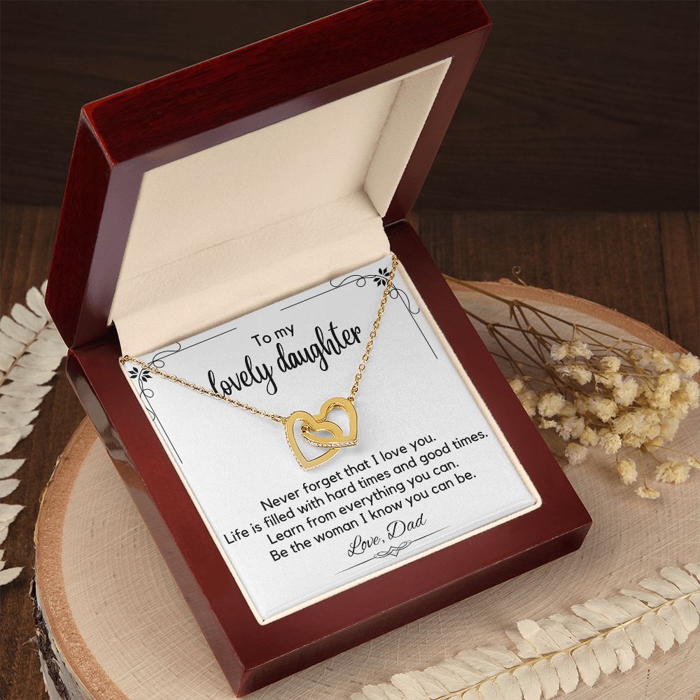 To My Lovely Daughter From Dad - Interlocking Hearts Necklace