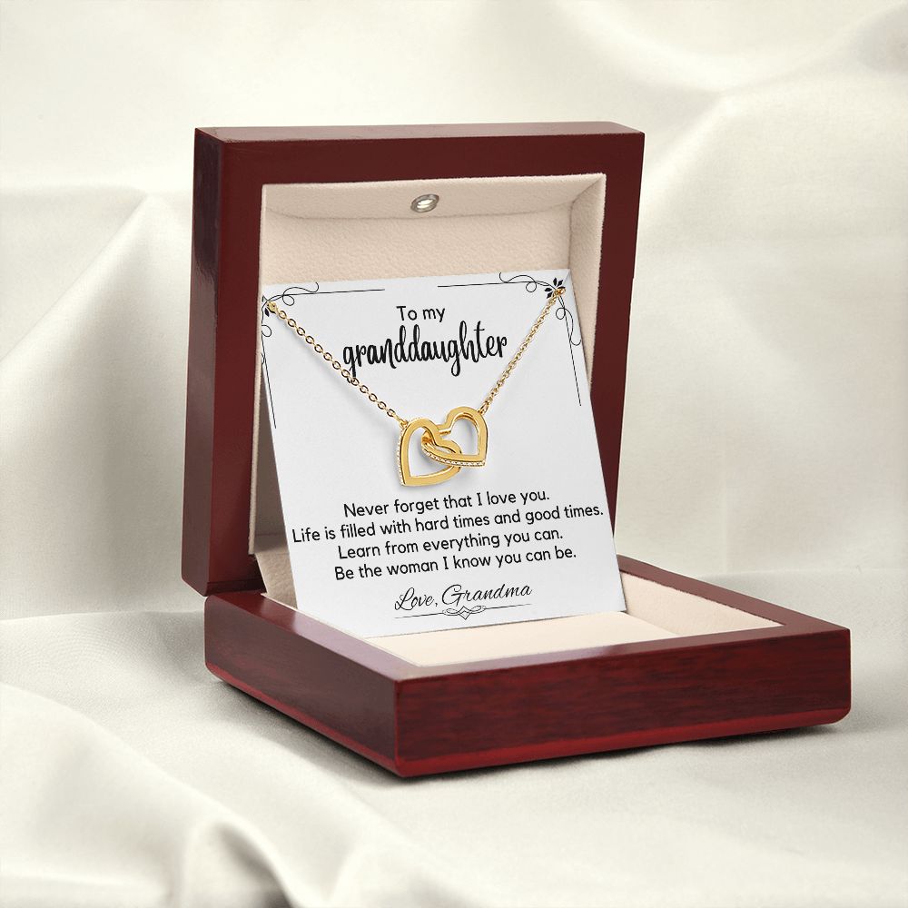 To My Granddaughter From Grandma - Interlocking Hearts Necklace