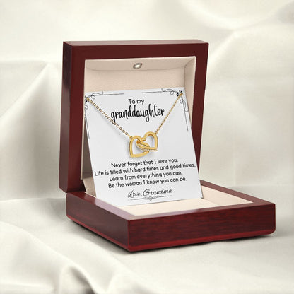 To My Granddaughter From Grandma - Interlocking Hearts Necklace