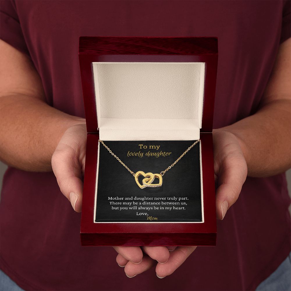 To My Lovely Daughter - Interlocking Hearts Necklace
