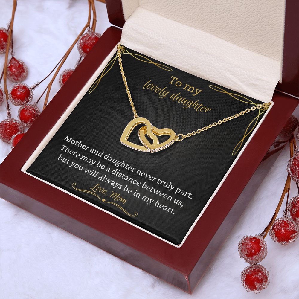 To My Lovely Daughter - Interlocking Heart Necklace
