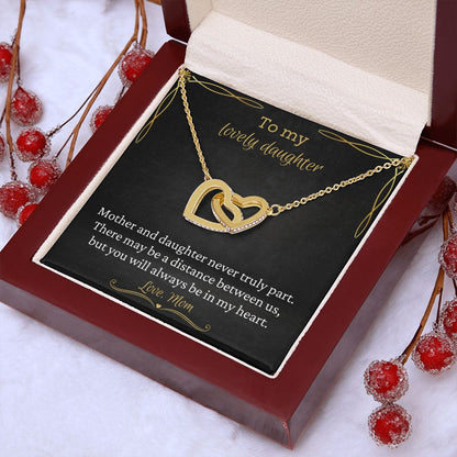 To My Lovely Daughter - Interlocking Heart Necklace