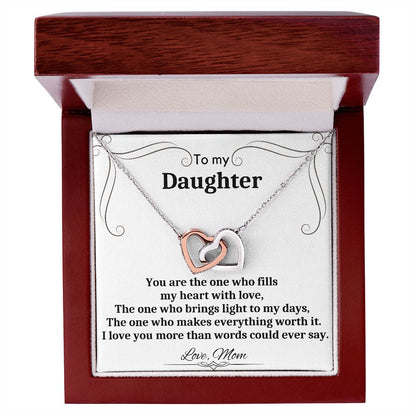 To My Daughter - Interlocking Hearts Necklace