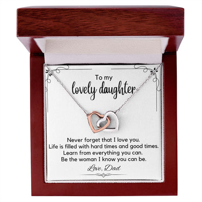 To My Lovely Daughter From Dad - Interlocking Hearts Necklace