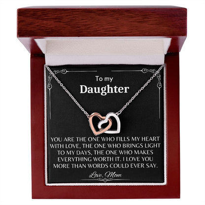 To My Daughter - Interlocking Hearts Necklace
