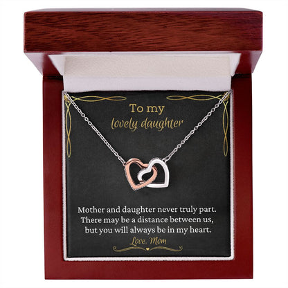 To My Lovely Daughter - Interlocking Heart Necklace
