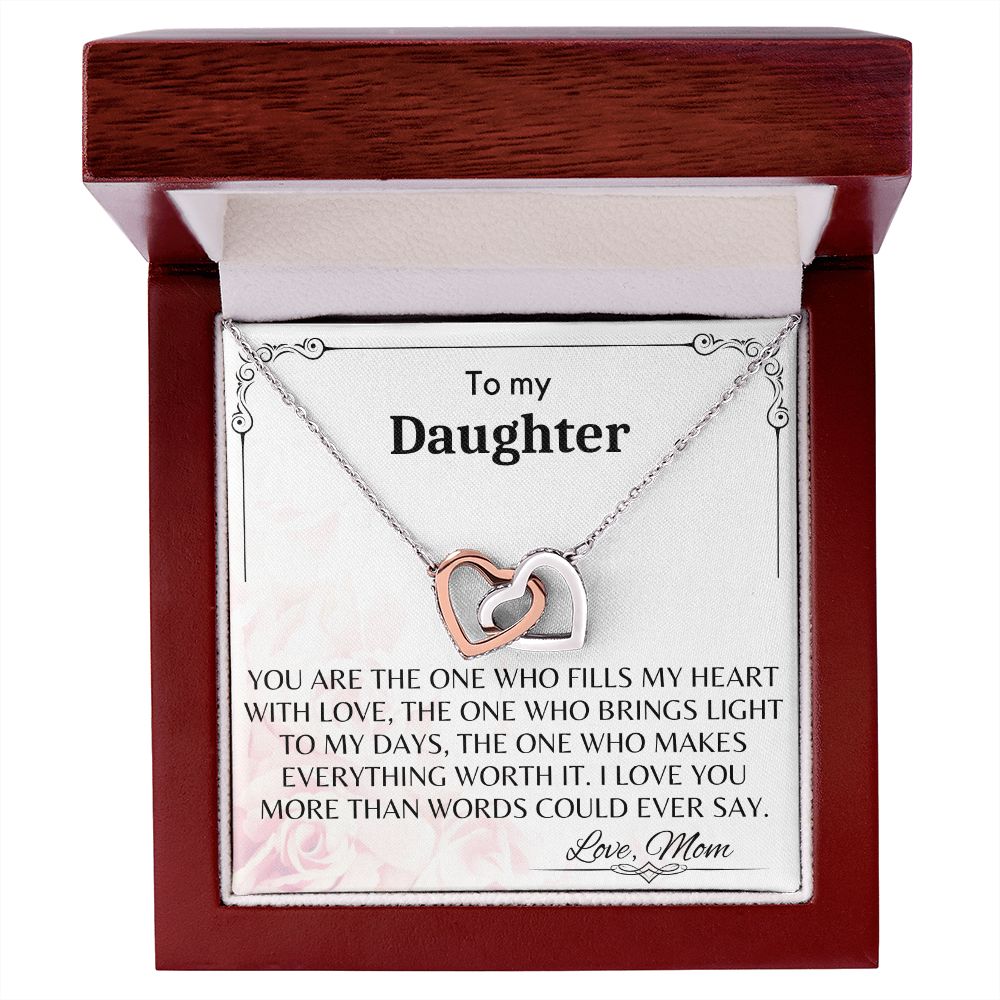 To My Daughter - Interlocking Hearts Necklace