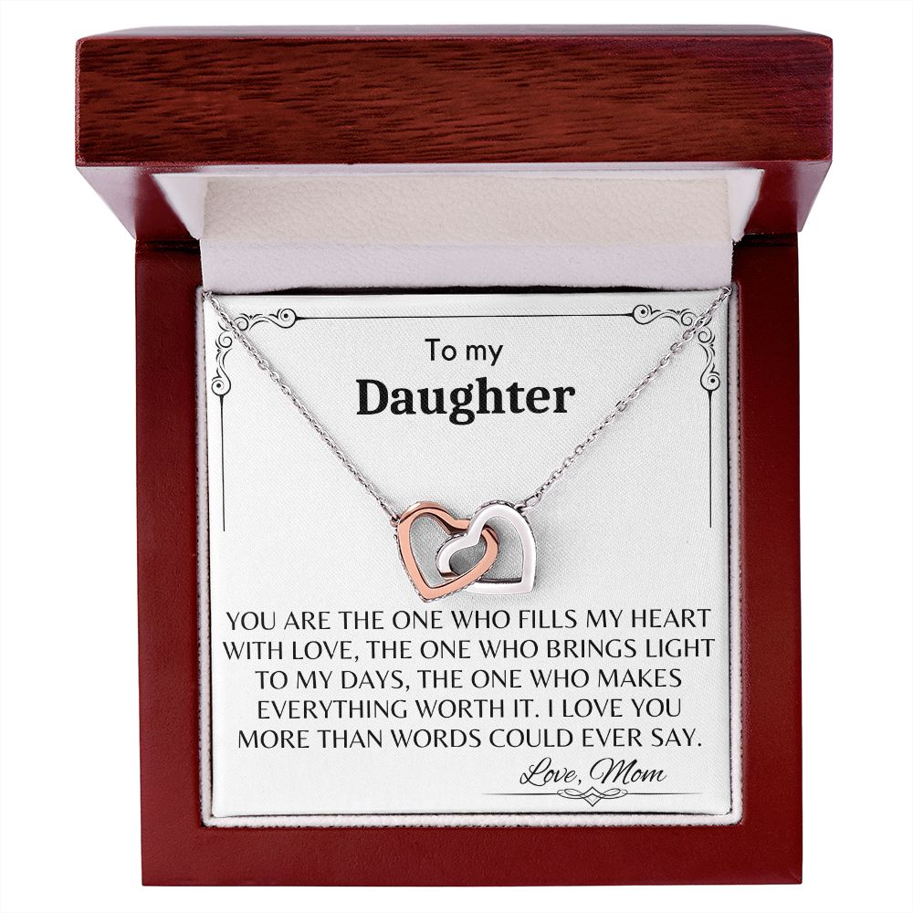 To My Daughter - Interlocking Hearts Necklace