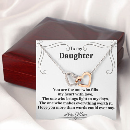 To My Daughter - Interlocking Hearts Necklace