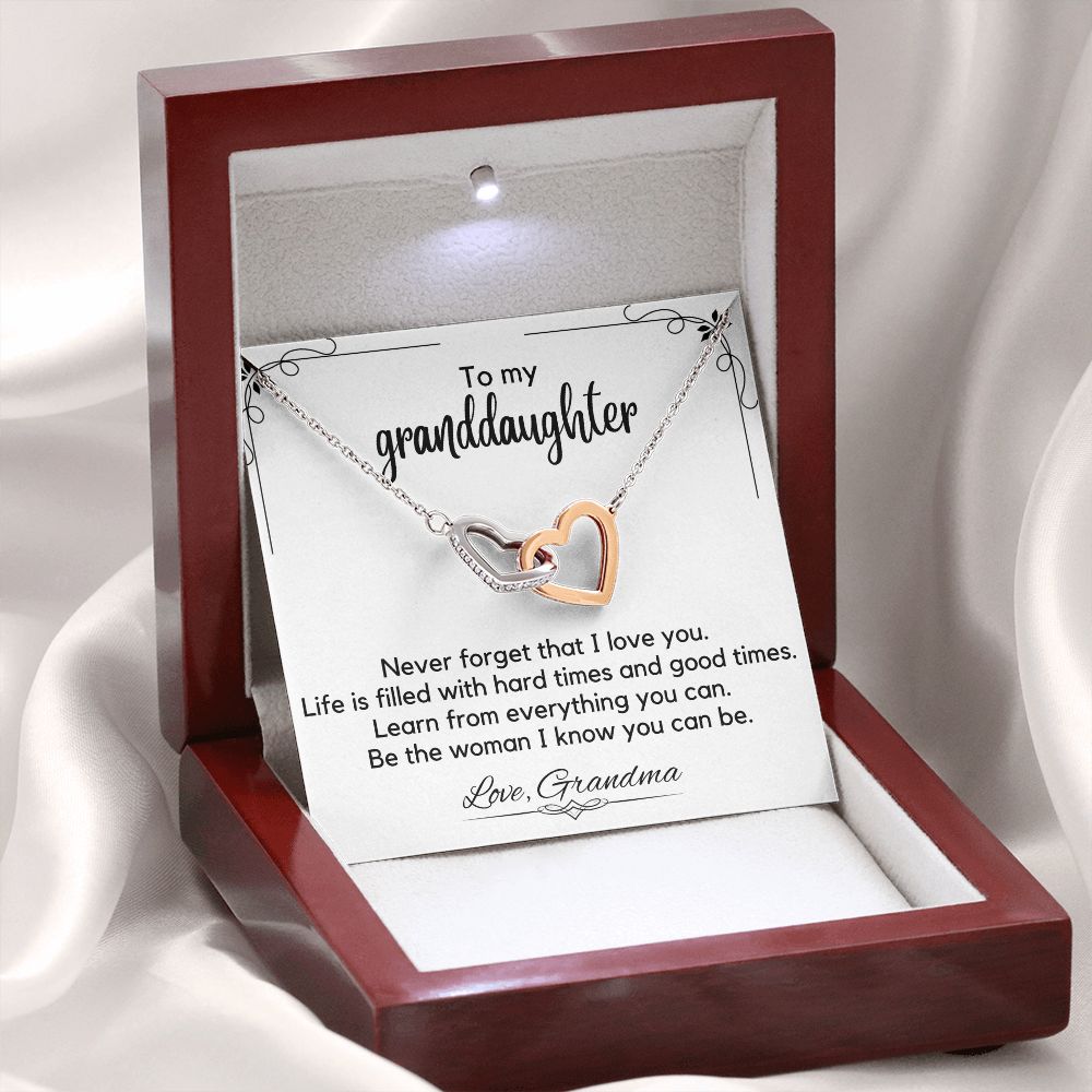 To My Granddaughter From Grandma - Interlocking Hearts Necklace
