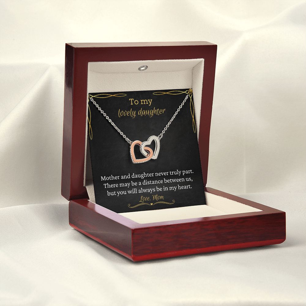 To My Lovely Daughter - Interlocking Heart Necklace