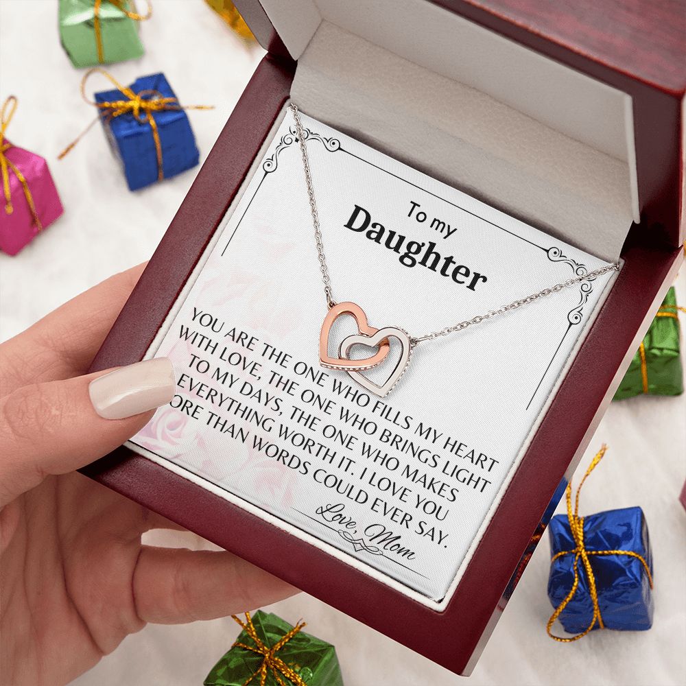 To My Daughter - Interlocking Hearts Necklace