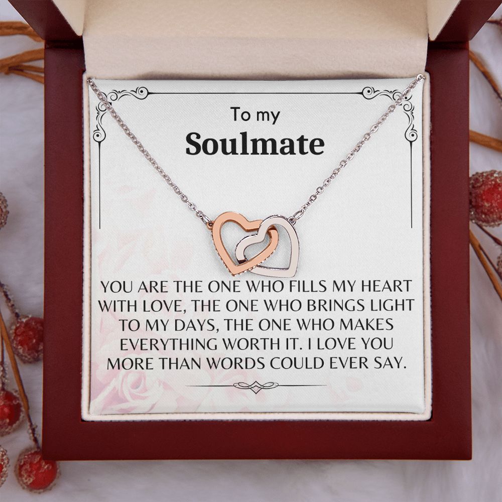 To My Soulmate - Interlocking Hearts Necklace