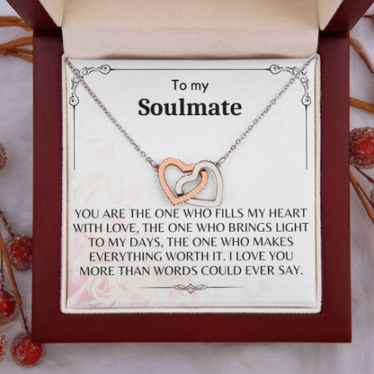 To My Soulmate - Interlocking Hearts Necklace