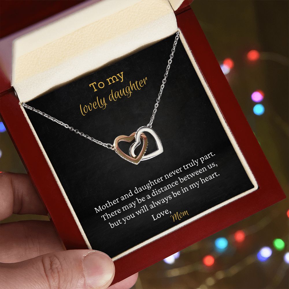 To My Lovely Daughter - Interlocking Hearts Necklace
