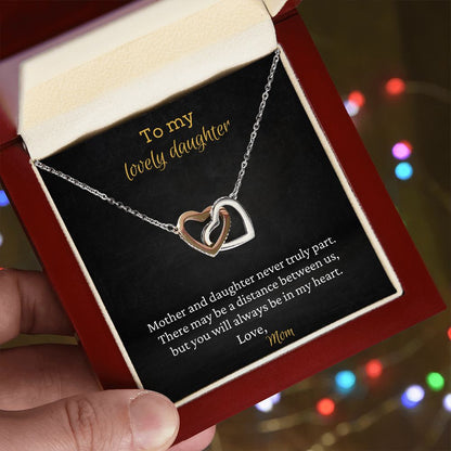 To My Lovely Daughter - Interlocking Hearts Necklace