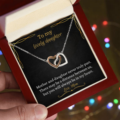 To My Lovely Daughter - Interlocking Heart Necklace